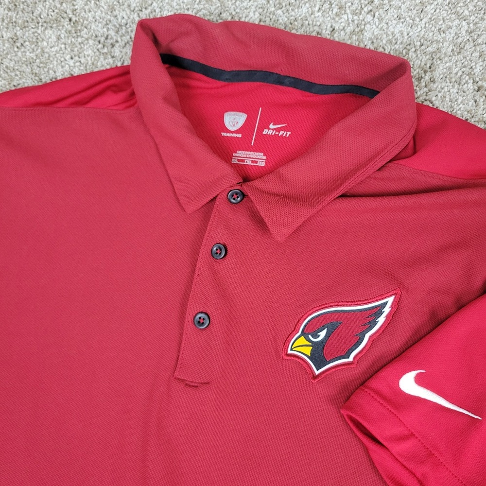 Nike Dri Fit NFL Arizona Cardinals Mens 2XL Solid Red Performance Stretch Polo